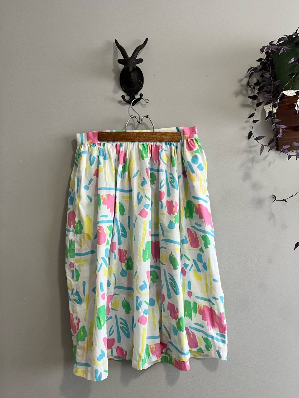 Vintage 80’s Abstract Print Midi Skirt